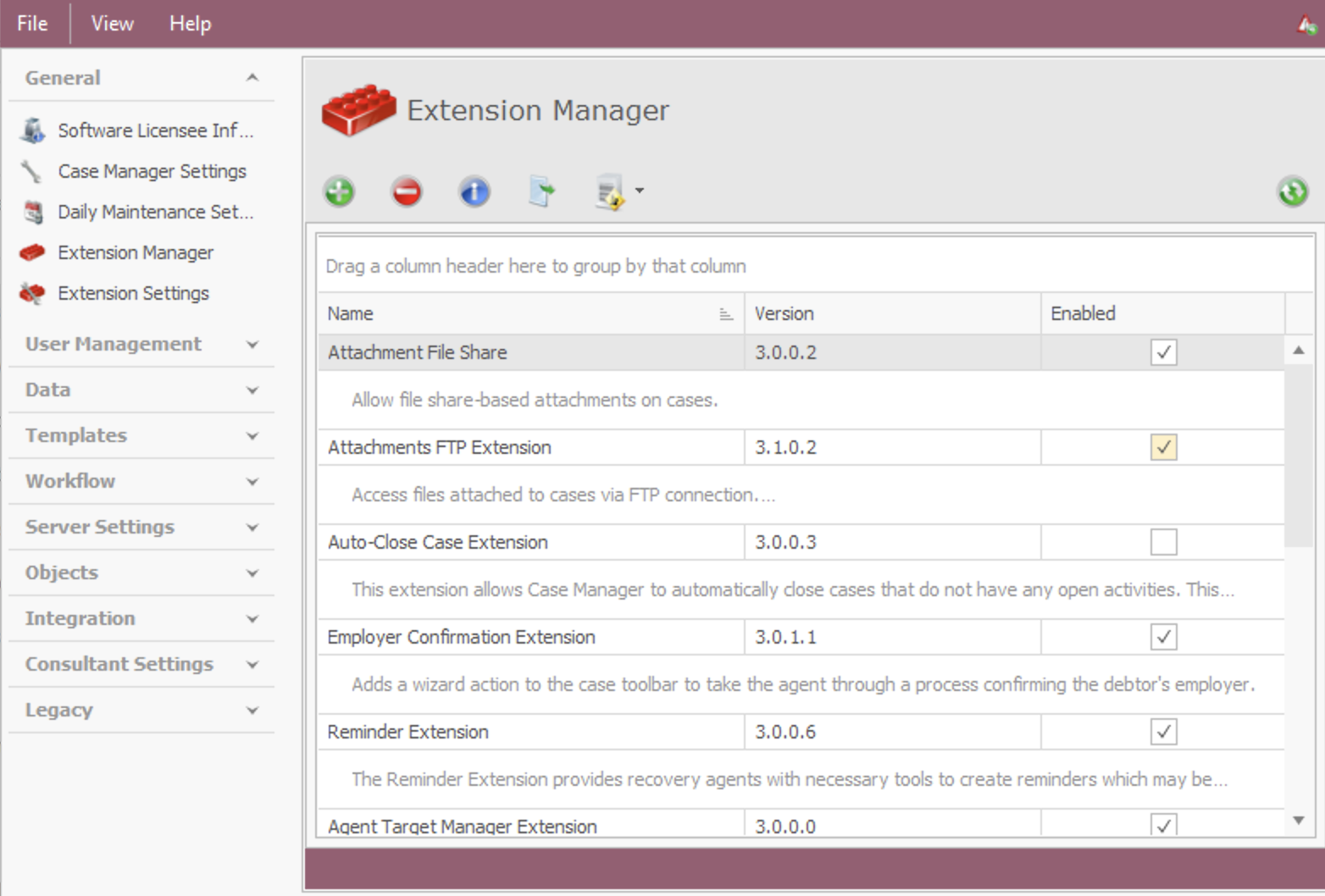 Extension Manager in Configuration Tools