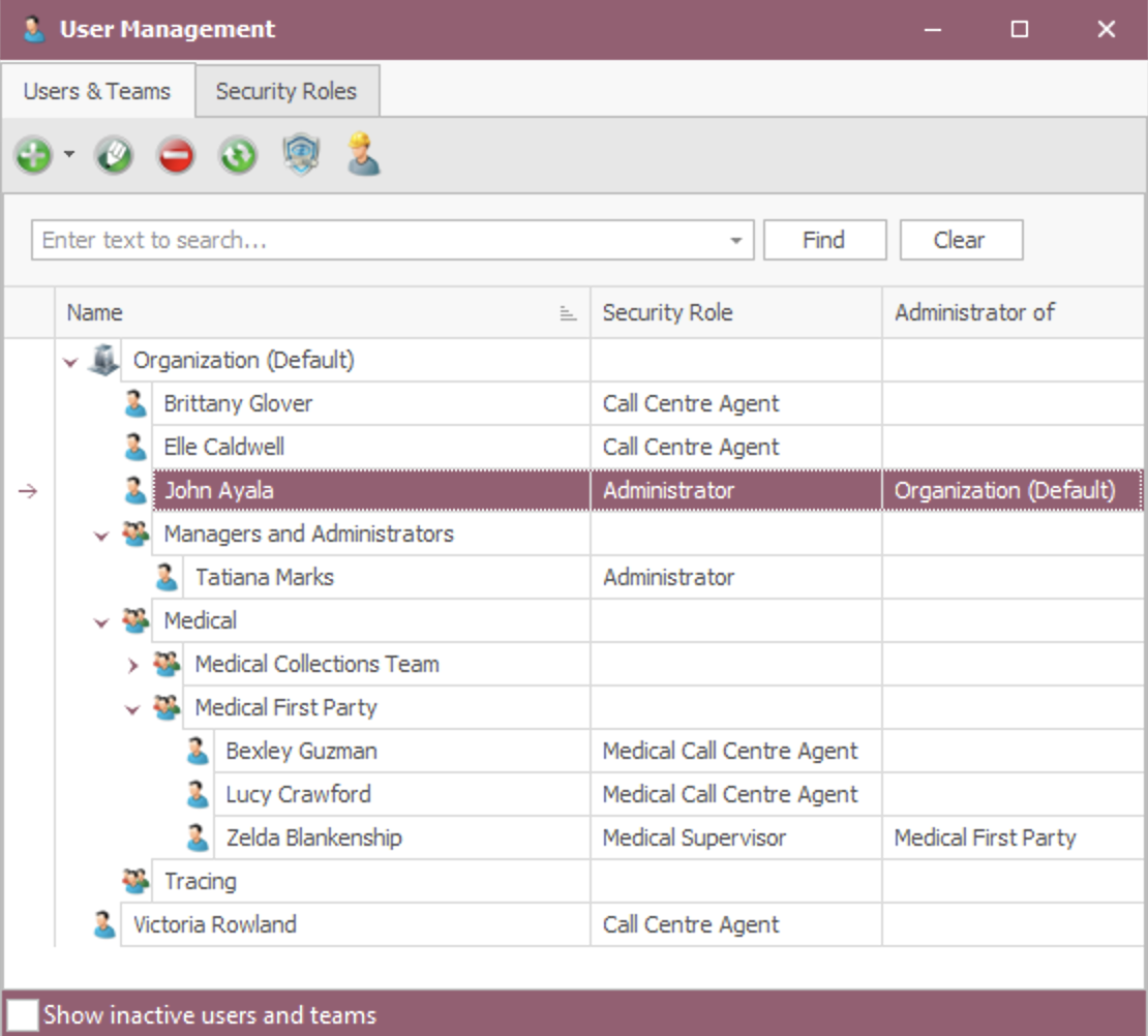 User and Teams in User Management Control