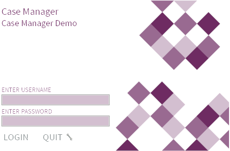 Case Manager Login Screen with User Entry Fields