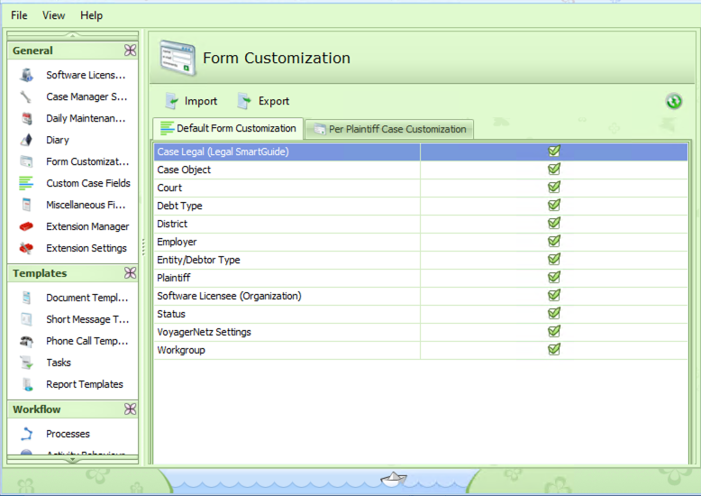 Export Customizations