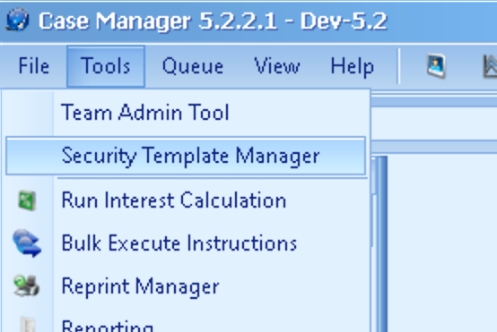 Accessing the Security Template Manager