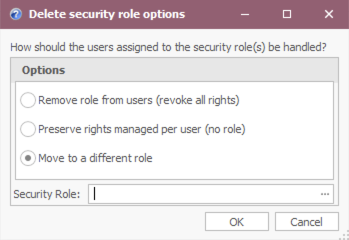 Delete Security role options