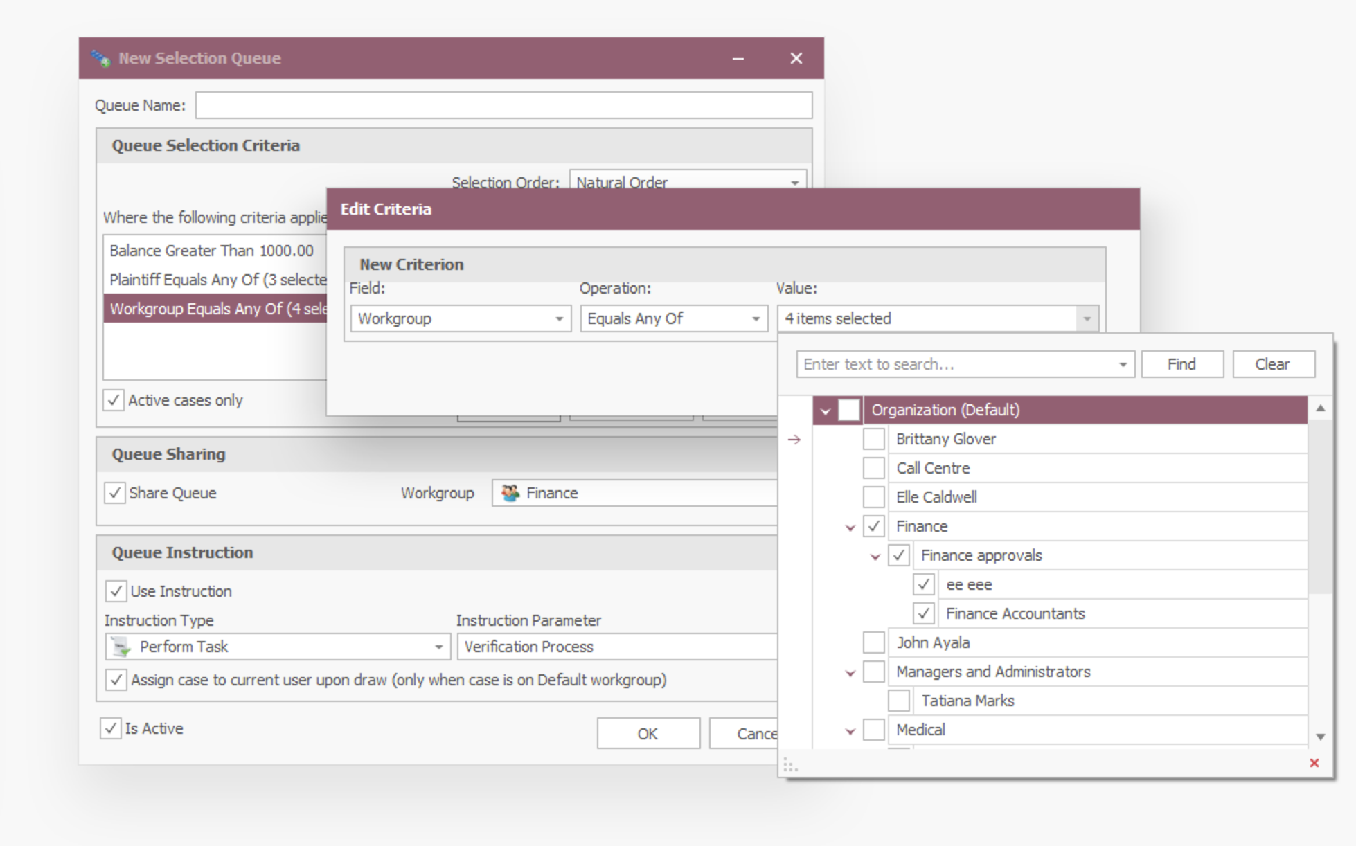 Workgroup selection in Queues