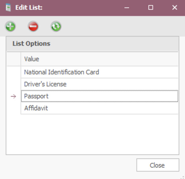 Editing field selection options